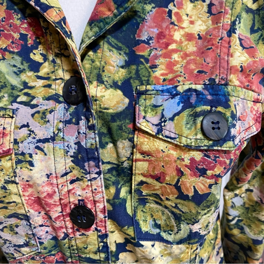 Coldwater Creek Yellow and Blue Blazer Structured Floral Jacket - Picture 10 of 17